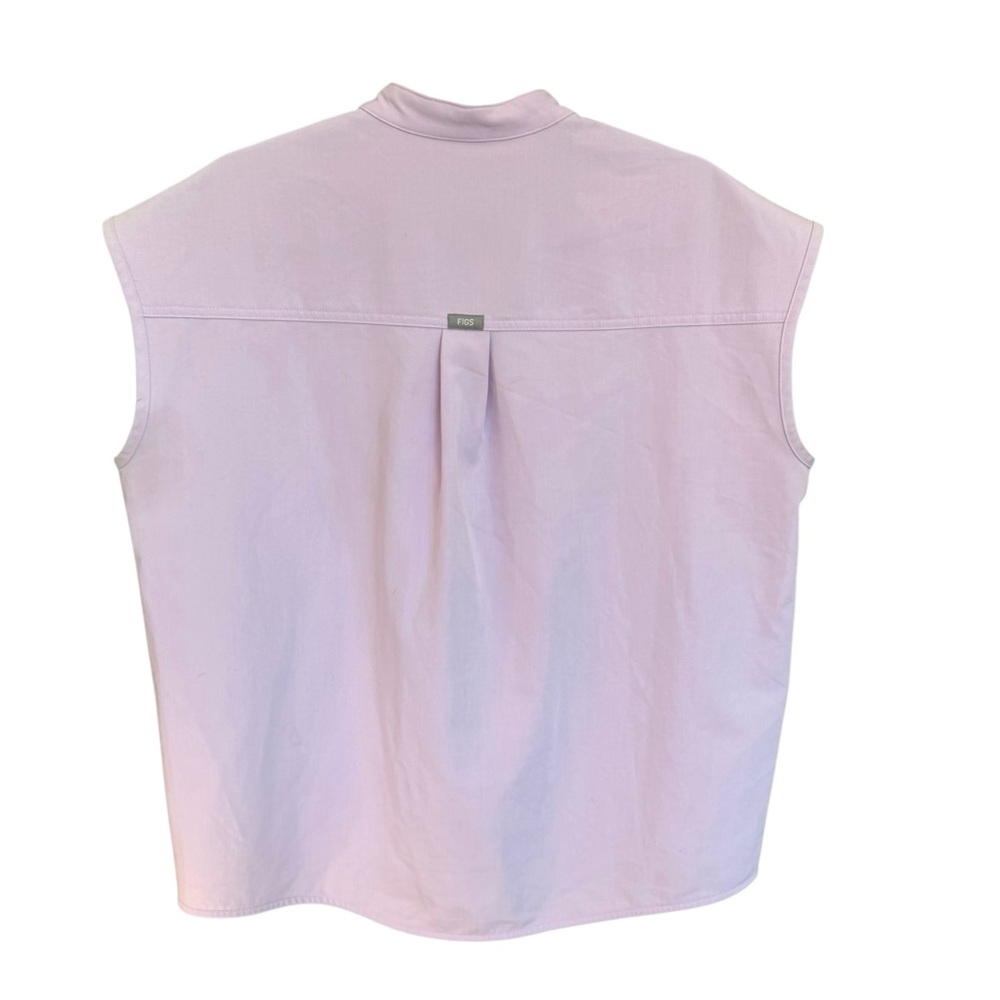 Figs Lavender Cap-Sleeve Henley Scrub Top - Picture 3 of 14